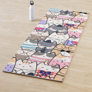 Niedliche und farbenfrohe Kawaii Cat Pattern Yogamatte