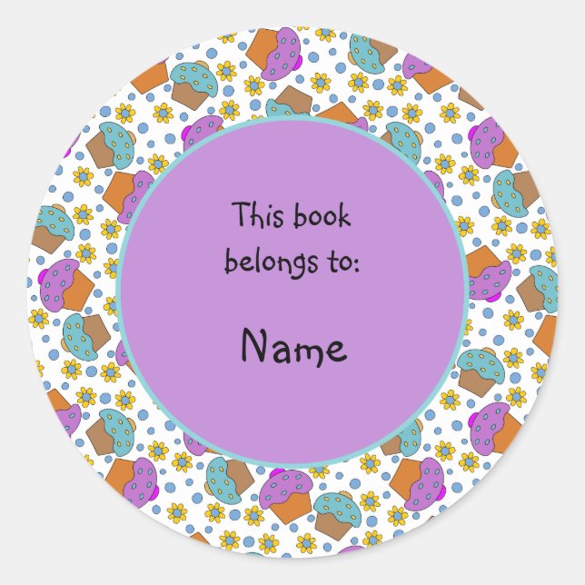 niedliche und farbenfrohe Kuchen und Blume Runder Aufkleber (Vorderseite)