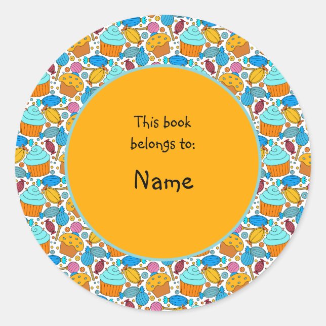 niedliche und farbenfrohe Kuchen und Süßigkeiten Runder Aufkleber (Vorderseite)