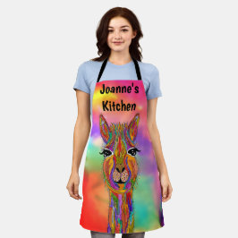 Niedliche und farbenfrohe Lama-Schürze Schürze