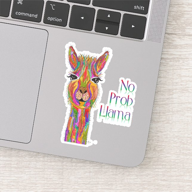 Niedliche und farbenfrohe Lama Vinyl Stickers Aufkleber (Detail)
