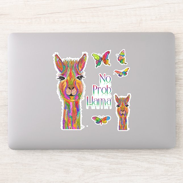 Niedliche und farbenfrohe Lama Vinyl Stickers Aufkleber (Computer)