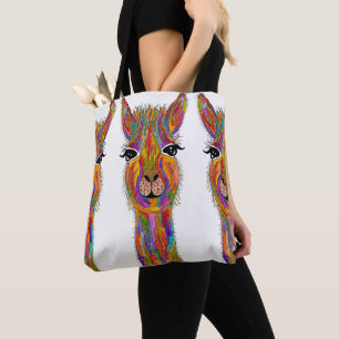 Niedliche und farbenfrohe Llama Tote Tasche