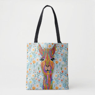 Niedliche und farbenfrohe Llama Tote Tasche