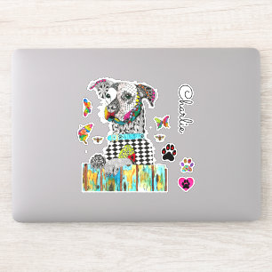 Niedliche und farbenfrohe Mischhunde - Vinyl-Aufkl Aufkleber