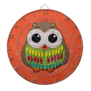 Niedliche und farbenfrohe Owl Orange Dartboard Dartscheibe