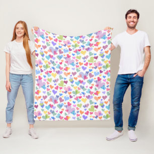 Niedliche und farbenfrohe Pastelherz Muster Girly Fleecedecke