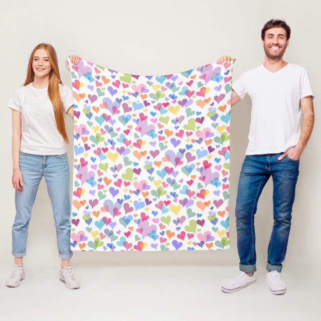 Niedliche und farbenfrohe Pastelherz Muster Girly  Fleecedecke (Beispiel)