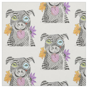 Niedliche und farbenfrohe Pit Bull Fabric Stoff