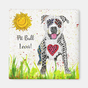 Niedliche und farbenfrohe Pit Bull Magnet 2"