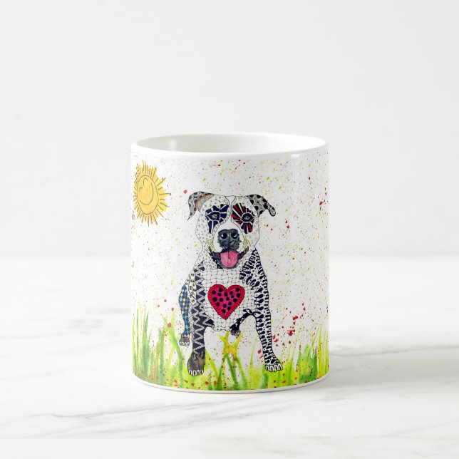 Niedliche und farbenfrohe Pit Bull-Tasse Kaffeetasse (Mittel)
