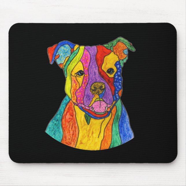 Niedliche und farbenfrohe Pitbuler Terrier Mouse P Mousepad (Vorne)