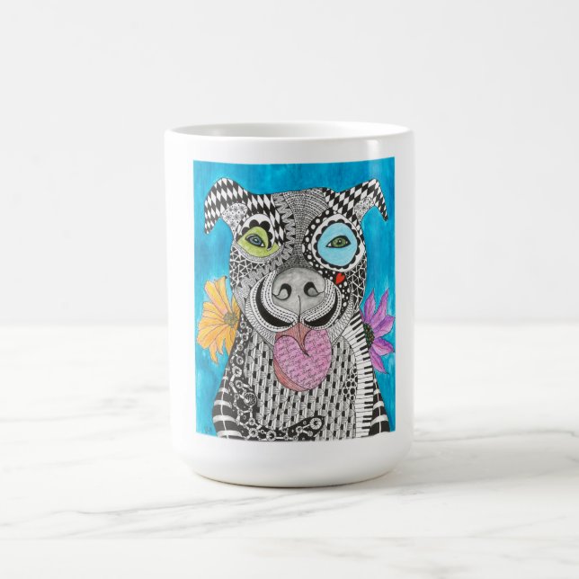 Niedliche und farbenfrohe Pitbull-Hunde-Tasse Kaffeetasse (Mittel)