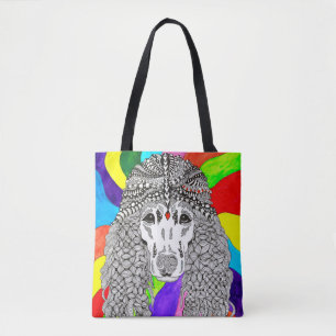 Niedliche und farbenfrohe Poodle Tote Tasche
