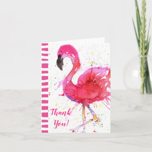 Niedliche und farbenfrohe Rosa Flamingo Grußkarte Karte