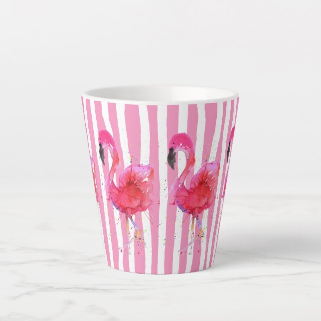 Niedliche und farbenfrohe rosa Flamingo Latte Tass Milchtasse (Vorderseite)