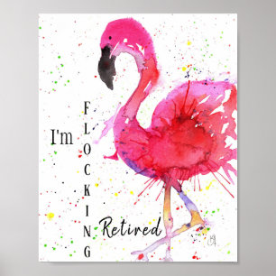 Niedliche und farbenfrohe rosa Flamingo Poster 8X1