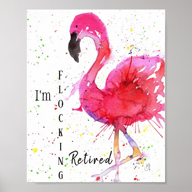 Niedliche und farbenfrohe rosa Flamingo Poster 8X1 (Vorne)
