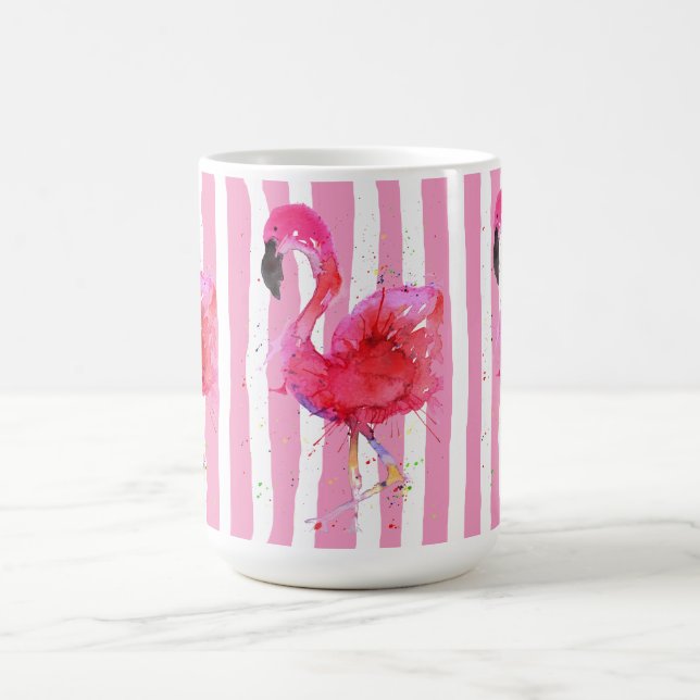 Niedliche und farbenfrohe rosa Flamingo-Tasse Kaffeetasse (Mittel)