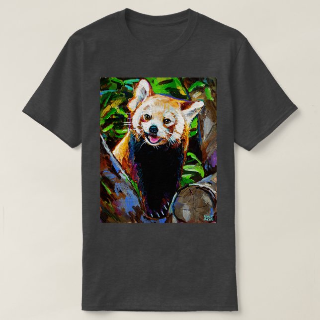 Niedliche und farbenfrohe Rote Panda Malerei T-Shirt (Design vorne)