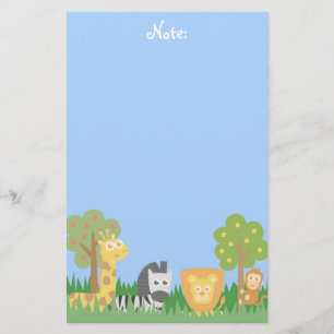 Niedliche und farbenfrohe Safari-Tiere für Kinder Briefpapier
