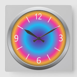 Niedliche und farbenfrohe schattierte Neon Quadratische Wanduhr