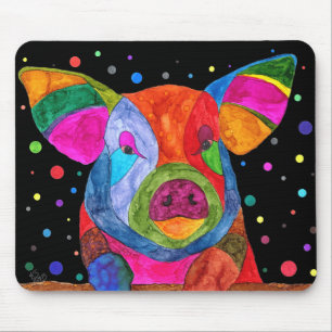 Niedliche und farbenfrohe Schweinemaube Mousepad