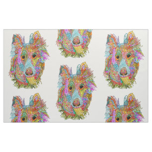 Niedliche und farbenfrohe Sheltie-Stoffe Stoff
