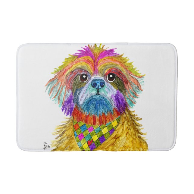 Niedliche und farbenfrohe Shih Tzu Bath Mat Badematte (Vorderseite)