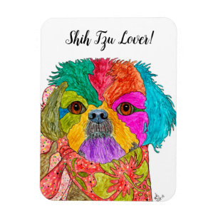 Niedliche und farbenfrohe Shih Tzu Magnet 3"x4"