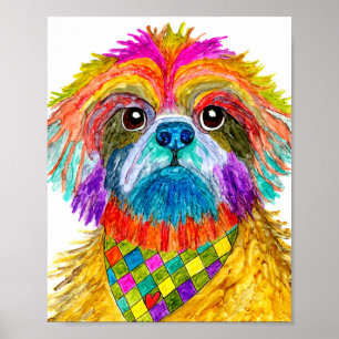 Niedliche und farbenfrohe Shih Tzu Poster 8"x10"
