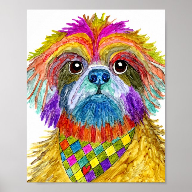 Niedliche und farbenfrohe Shih Tzu Poster 8"x10" (Vorne)