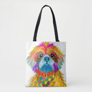 Niedliche und farbenfrohe Shih Tzu Tote Tag