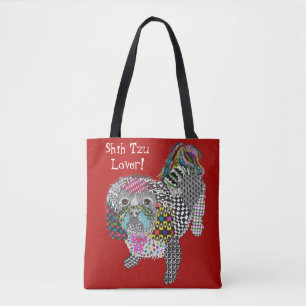 Niedliche und farbenfrohe Shih Tzu Tote Tag