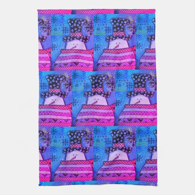 Niedliche und farbenfrohe Weihnachts-Mixed-Media-S Geschirrtuch (Vertikal)