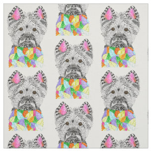 Niedliche und farbenfrohe West Highland Terrier Fa Stoff