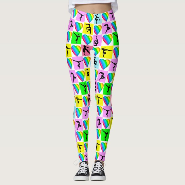 NIEDLICHE UND FARBHAFTE GYMNASTIK-LIEBE LEGGINGS (Vorderseite)