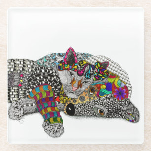 Niedliche und farbige Katzen- und Hunenglaster-Unt Glasuntersetzer