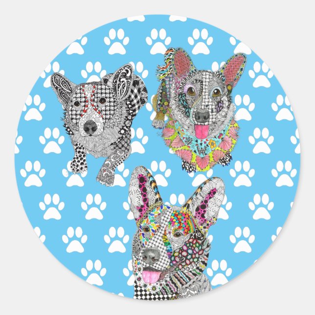 Niedliche und farbige Korgi-Aufkleber Runder Aufkleber (Vorderseite)