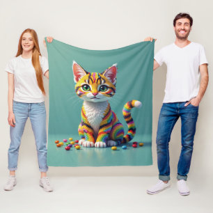 Niedliche und farbige Margay Candy Cat Fleecedecke