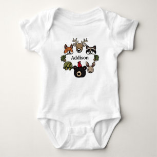 Niedliche und freundliche Waldtiere, addieren den Baby Strampler
