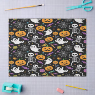 Niedliche und graue Skelette zu Halloween Seidenpapier