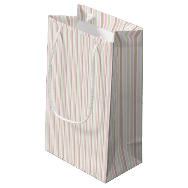 Niedliche und hübsche Pastellstreifen. Kleine Geschenktüte (Rückseite Schrägansicht)