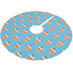 Niedliche und hübsche Schokolade Cupcake Cherry Mu Polyester Weihnachtsbaumdecke
