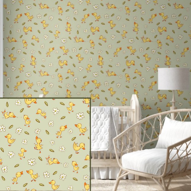 Niedliche und lustige Ducklings auf hellgrün Tapete (Von Creator hochgeladen)