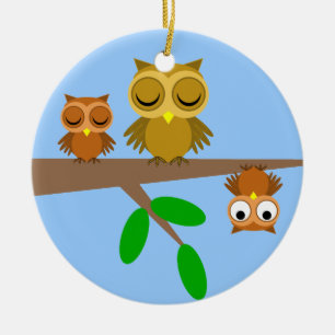 niedliche und lustige Eulen Keramik Ornament