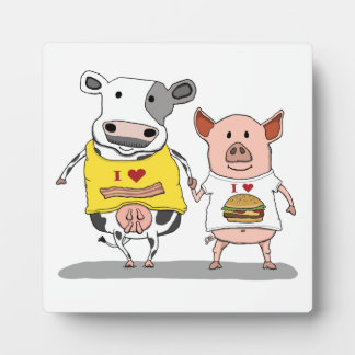 Niedliche und lustige Freunde von Kuh und Schwein Fotoplatte
