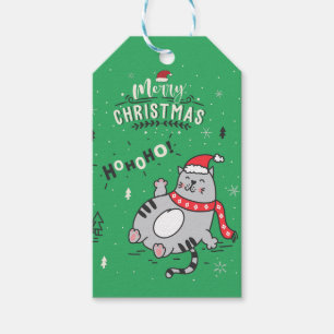 Niedliche und lustige Katze Weihnachten freudige G Geschenkanhänger