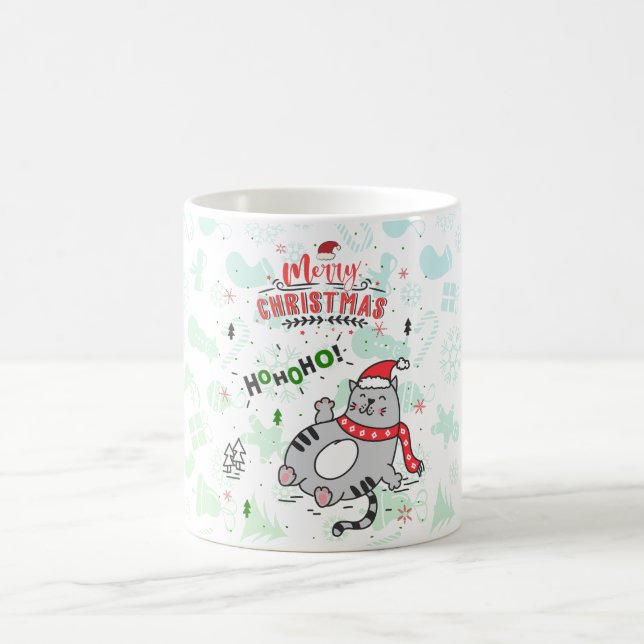 Niedliche und lustige Katze Weihnachten freudige G Kaffeetasse (Mittel)