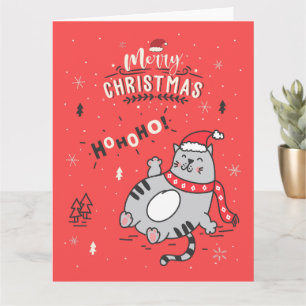 Niedliche und lustige Katze Weihnachten freudige G Karte